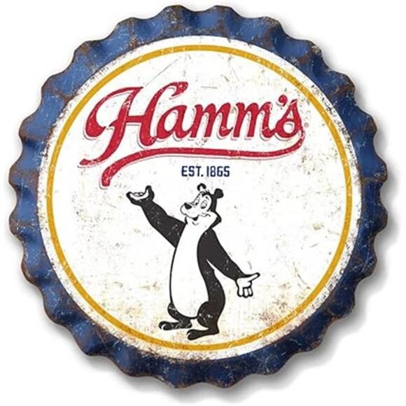 Hamm's Beer Metal Bottle Cap Sign Garage Shop Bar Man Cave Collect LARGE NEW - Picture 6 of 6
